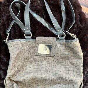 Cole Haan Gray Croc-Embossed Shoulder Bag